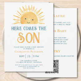 All in One Here Comes the Son Baby Boy Shower Invitation