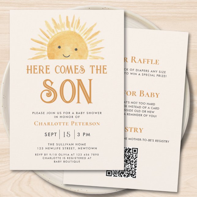 All In One Here Comes The Son Baby Shower  Invitation (Creator Uploaded)