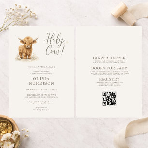All in One Holy Cow Highland Cow Baby Shower Invitation