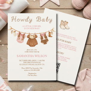 All In One Howdy Baby Little Cowgirl Baby Invitation