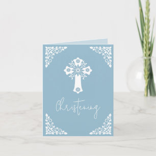 All In One Invitation For Baptism Cross Sky Blue