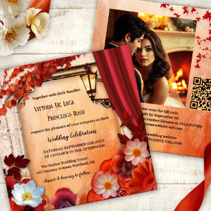 All-in-one Italian Classic Fall Wedding Invitation
