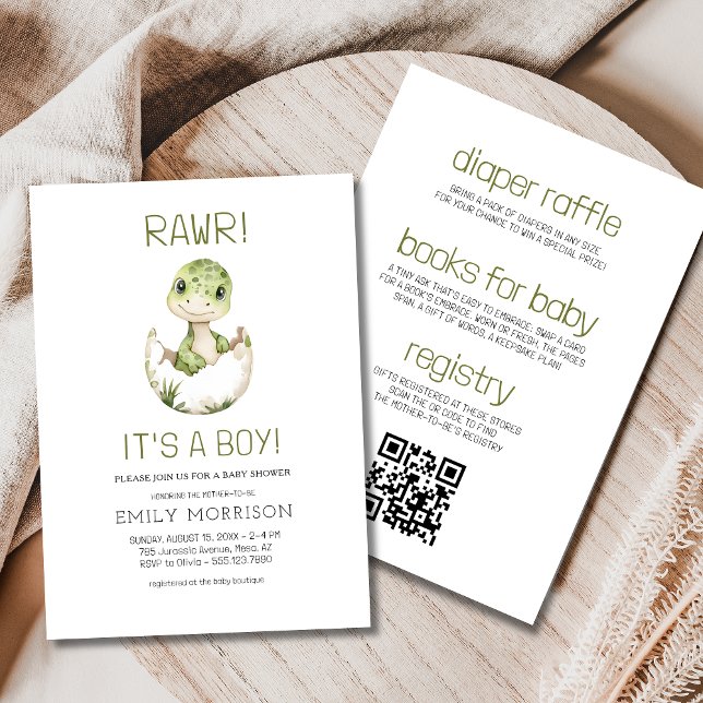 All in One It's a Boy Dinosaur Baby Boy Shower Invitation (Creator Uploaded)