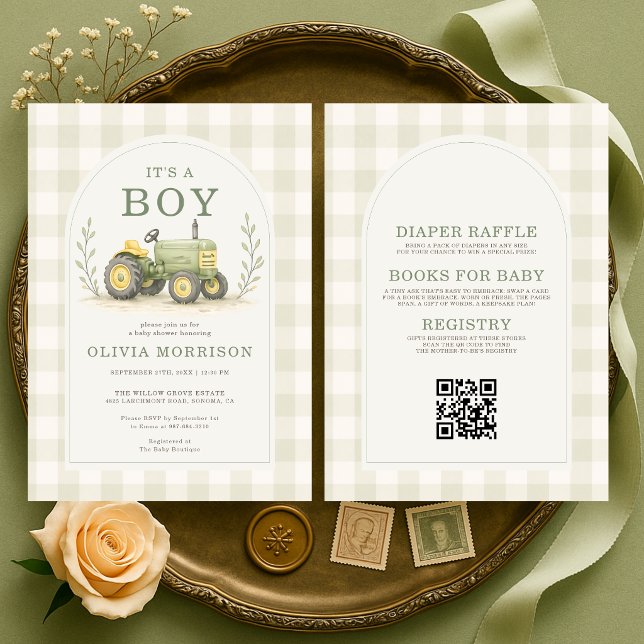 All in One It's a Boy Tractor Baby Shower Invitation (Creator Uploaded)