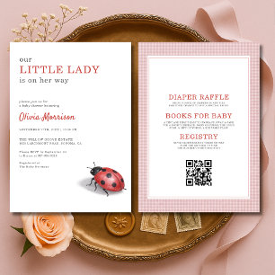 All in One Ladybug Gingham Baby Shower Invitation