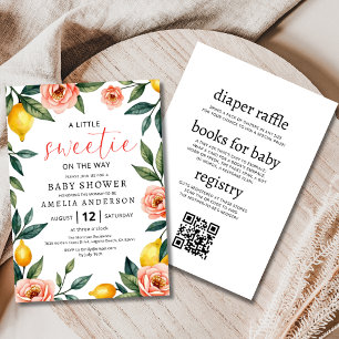 All in One Lemon Citrus Floral Summer Baby Shower Invitation