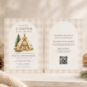 All in One Little Camper Gingham Baby Shower Invitation