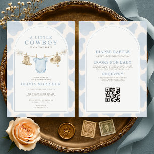 All in One Little Cowboy Boy Baby Shower  Invitation