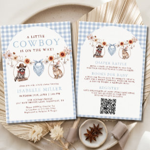 All in One Little Cowboy Boy Baby Shower Invitation