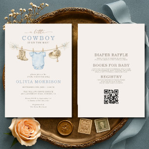 All in One Little Cowboy Clothesline Baby Shower Invitation