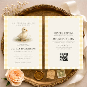 All in One Little Duckling Gingham Baby Shower Invitation