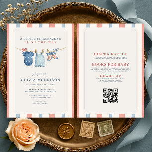 All in One Little Firecracker American Baby Shower Invitation