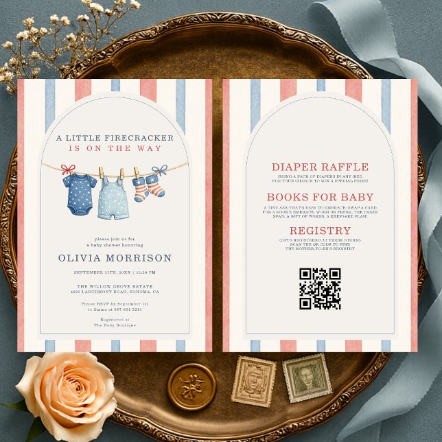 All in One Little Firecracker Baby Shower Invitation (Creator Uploaded)