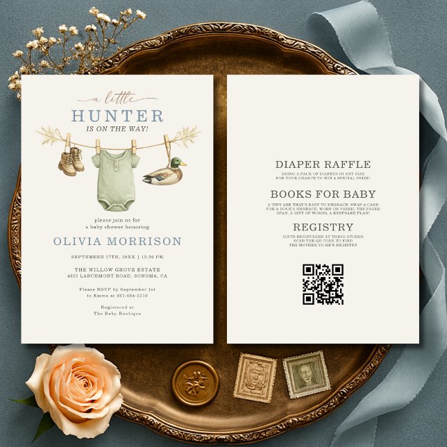 All in One Little Hunter Clothesline Baby Shower Invitation (Creator Uploaded)