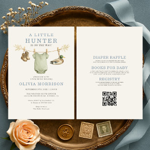 All in One Little Hunter Clothesline Baby Shower Invitation