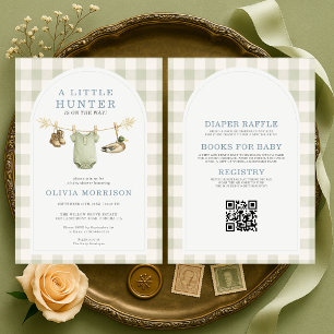All in One Little Hunter Gingham Baby Shower Invitation