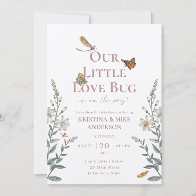 All in One Little Love Bug Baby Shower Invitation (Front)