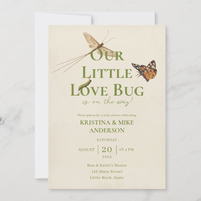 All in One Little Love Bug Baby Shower Invitation (Front)