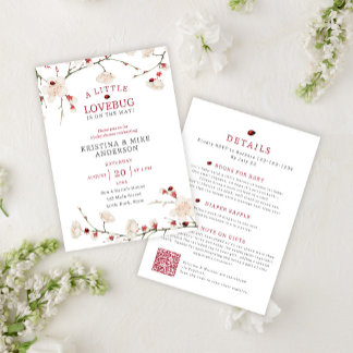 All in One Little Love Bug QR Code Shower Invitation