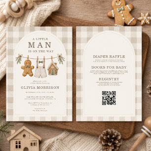 All in One Little Man Gingerbread Baby Shower Invitation