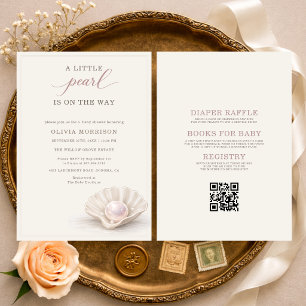 All in One Little Pearl on the Way Baby Shower Invitation