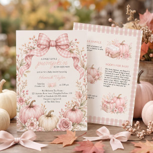 All in One Little Pumpkin Pink Bow Baby Shower Invitation
