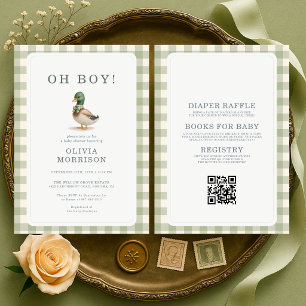 All in One Mallard Duck Oh Boy Baby Shower Invitation