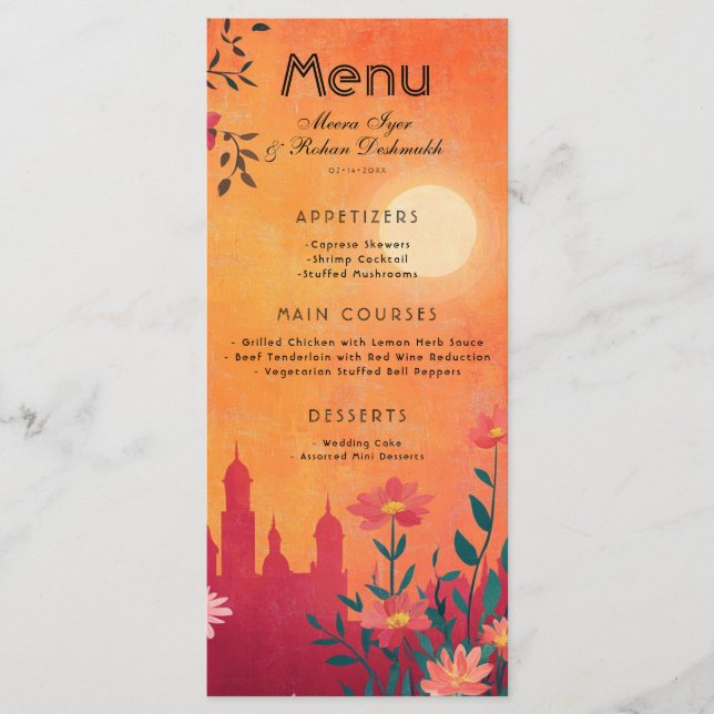 All in one Menu +Drinks Sunset Serenade  (Front)