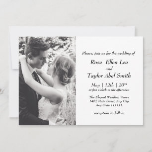 All in one, minimal black and white with photo  invitation