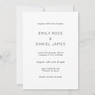 All in one Minimalist Black and White Wedding Invitation
