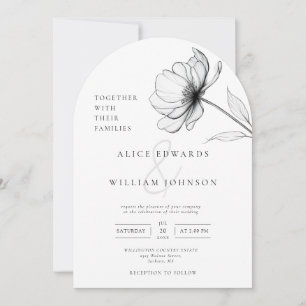 All In One Minimalist Chic Floral Wedding Arch Invitation