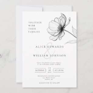 All In One Minimalist Elegant Chic Floral Wedding Invitation