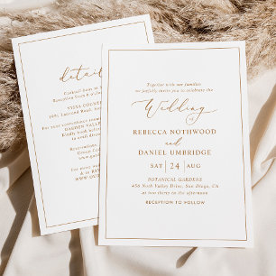 All-in-one Minimalist Gold Wedding Invitation
