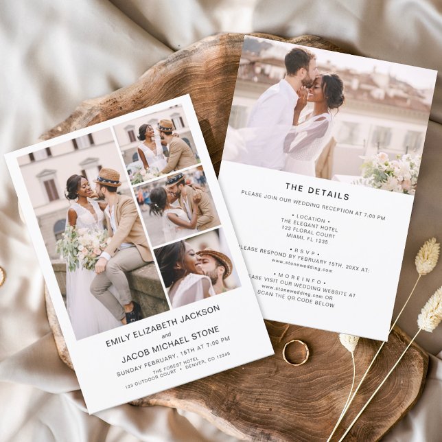 All In One Minimalist Photo White Wedding Invitation (Creator Uploaded)