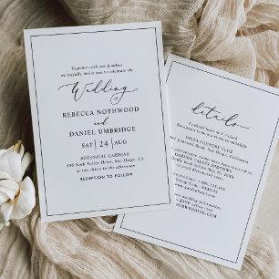 All-in-one Minimalist Wedding B&W Invitation
