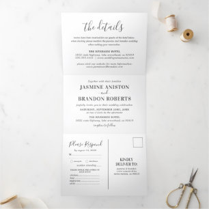 All in One Minimalist Wedding Tri-Fold Invitation
