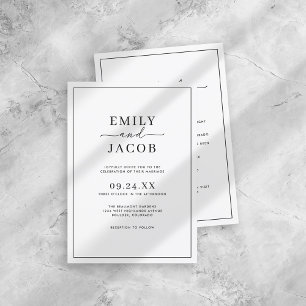 All-in-One Modern Minimalist Black & White Wedding Invitation