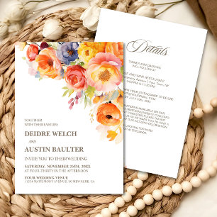 All in One Modern Spring Floral Wedding Invitation