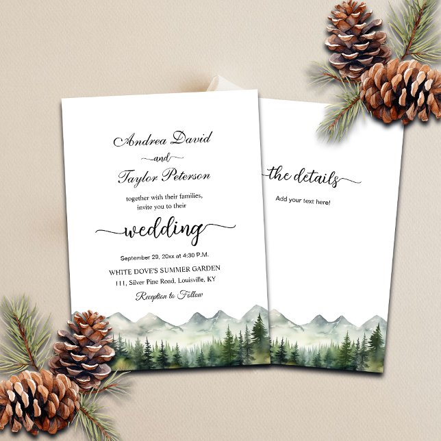 All in One Mountains and Pines Elegant Wedding Invitation (Creator Uploaded)
