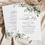 All In One Neustra Boda Rustic Eucalyptus Greenery Invitation<br><div class="desc">This elegant collection features mixed watercolor greenery leaves paired with a classy serif & delicate sans font in black,  with space to add details on the back. Matching items available.</div>