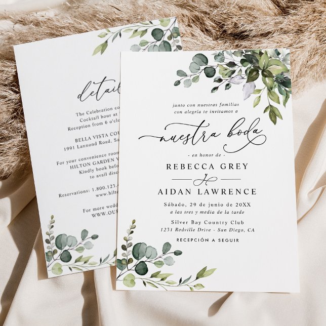 All In One Neustra Boda Rustic Eucalyptus Greenery Invitation (Creator Uploaded)