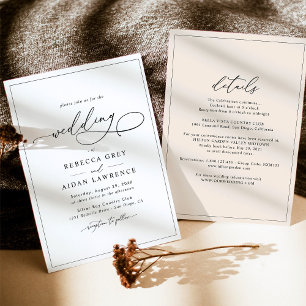 All-In-One Neutral Beige Modern Boho Wedding Invitation
