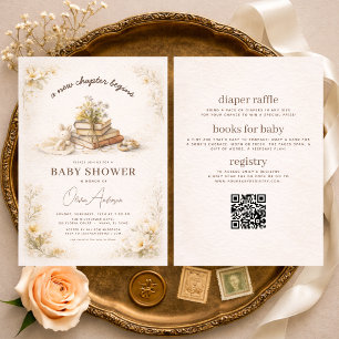 All in One New Chapter Begins Floral Baby Shower Invitation