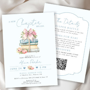 All in one new chapter blue book boy baby shower invitation