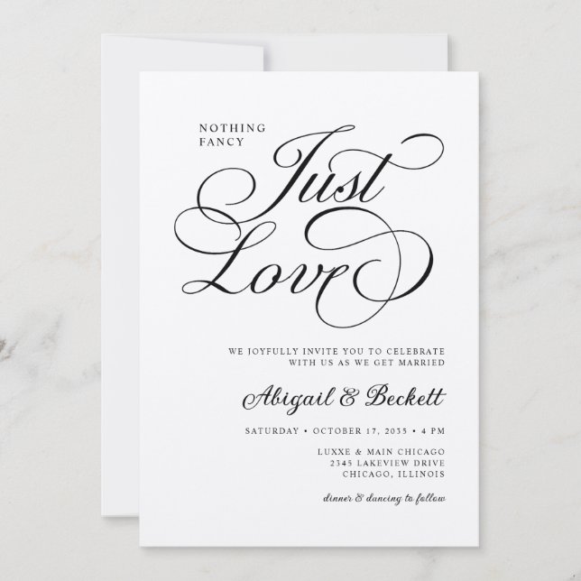 All In One Nothing Fancy Just Love Wedding Invitation (Front)