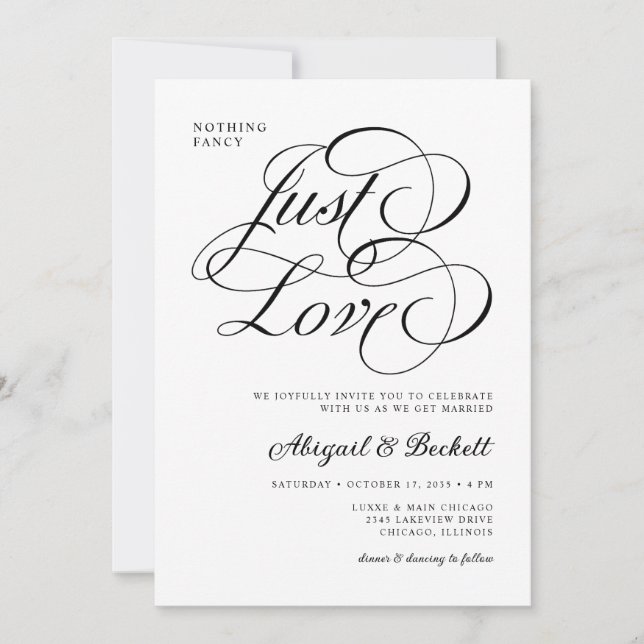 All In One Nothing Fancy Just Love Wedding Invitation (Front)