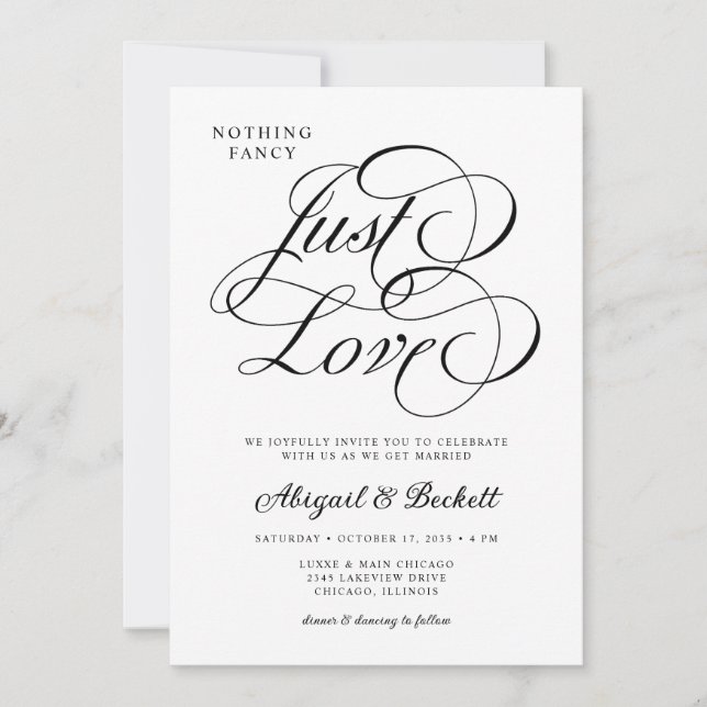 All In One Nothing Fancy Just Love Wedding Invitation (Front)