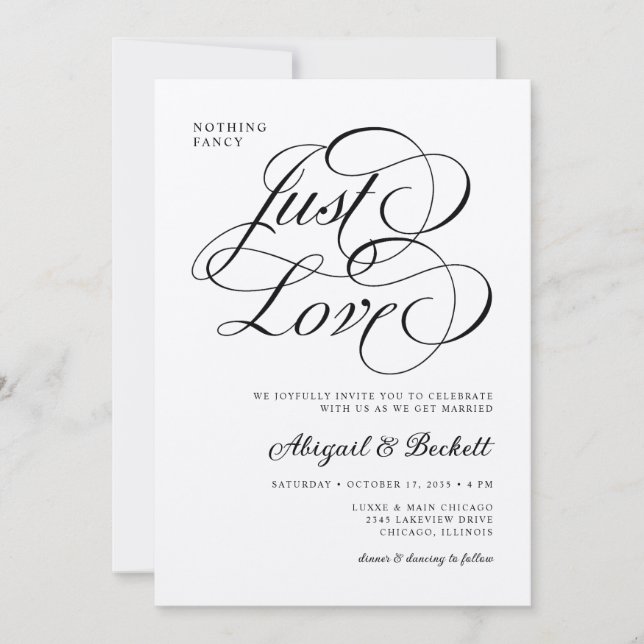 All In One Nothing Fancy Just Love Wedding Invitation (Front)