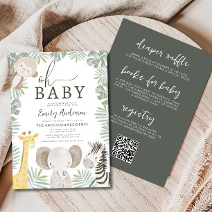 All in One Oh Baby Safari Animal Boy's Baby Shower Invitation