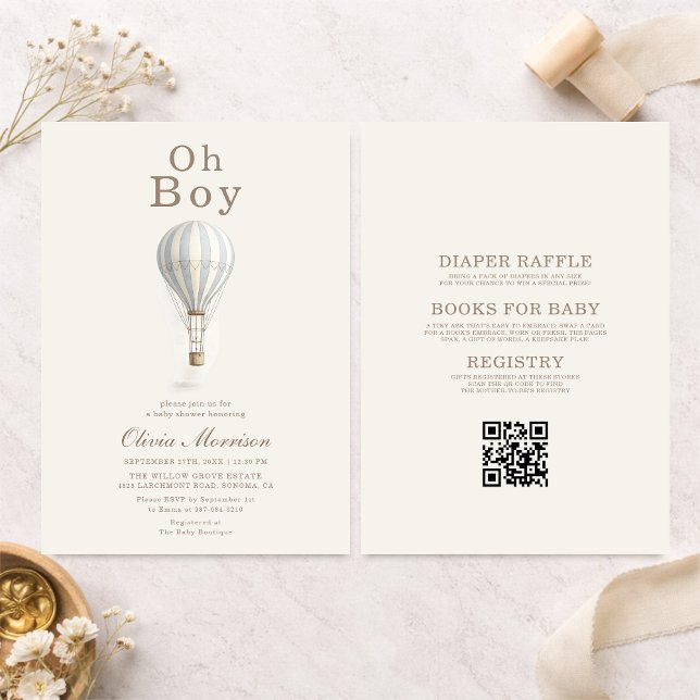 All in One Oh Boy Hot Air Balloon Baby Shower Invitation (Creator Uploaded)